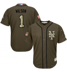 Youth Majestic New York Mets #1 Mookie Wilson Authentic Green Salute to Service MLB Jersey