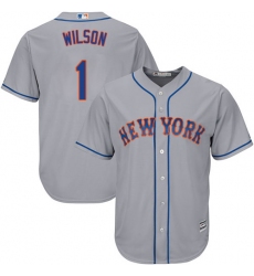 Youth Majestic New York Mets #1 Mookie Wilson Authentic Grey Road Cool Base MLB Jersey
