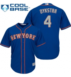 Youth Majestic New York Mets #4 Lenny Dykstra Replica Royal Blue Alternate Road Cool Base MLB Jersey