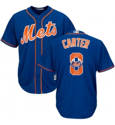 Men's Majestic New York Mets #8 Gary Carter Authentic Royal Blue Team Logo Fashion Cool Base MLB Jersey