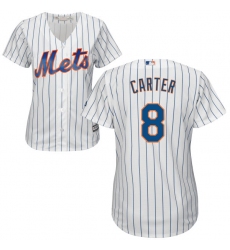 Women's Majestic New York Mets #8 Gary Carter Authentic White Home Cool Base MLB Jersey