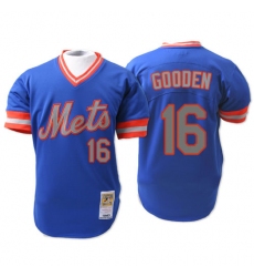 Men's Mitchell and Ness New York Mets #16 Dwight Gooden Authentic Blue 1983 Throwback MLB Jersey