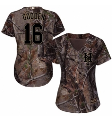 Women's Majestic New York Mets #16 Dwight Gooden Authentic Camo Realtree Collection Flex Base MLB Jersey