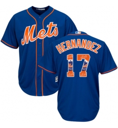 Men's Majestic New York Mets #17 Keith Hernandez Authentic Royal Blue Team Logo Fashion Cool Base MLB Jersey