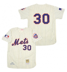 Men's Mitchell and Ness 1969 New York Mets #30 Nolan Ryan Authentic Cream Throwback MLB Jersey