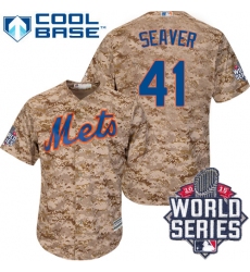 Men's Majestic New York Mets #41 Tom Seaver Authentic Camo Alternate Cool Base 2015 World Series MLB Jersey