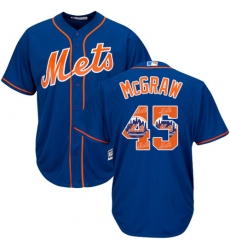 Men's Majestic New York Mets #45 Tug McGraw Authentic Royal Blue Team Logo Fashion Cool Base MLB Jersey