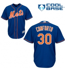 Youth Majestic New York Mets #30 Michael Conforto Authentic Royal Blue Alternate Home Cool Base MLB Jersey