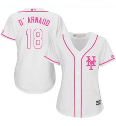 Women's Majestic New York Mets #18 Travis d'Arnaud Authentic White Fashion Cool Base MLB Jersey