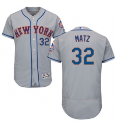 Men's Majestic New York Mets #32 Steven Matz Grey Road Flex Base Authentic Collection MLB Jersey