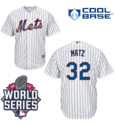 Men's Majestic New York Mets #32 Steven Matz Replica White Home Cool Base 2015 World Series MLB Jersey