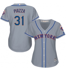 Women's Majestic New York Mets #31 Mike Piazza Authentic Grey Road Cool Base MLB Jersey