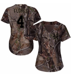 Women's Majestic New York Mets #4 Wilmer Flores Authentic Camo Realtree Collection Flex Base MLB Jersey