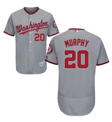 Men's Majestic Washington Nationals #20 Daniel Murphy Grey Road Flex Base Authentic Collection MLB Jersey
