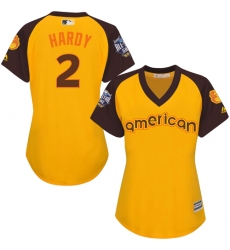 Women's Majestic Baltimore Orioles #2 J.J. Hardy Authentic Yellow 2016 All-Star American League BP Cool Base MLB Jersey