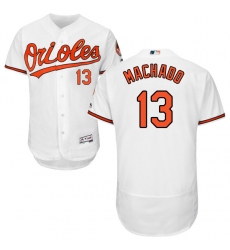 Men's Majestic Baltimore Orioles #13 Manny Machado White Home Flex Base Authentic Collection MLB Jersey