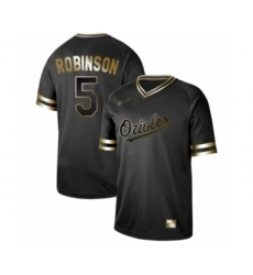 Men's Baltimore Orioles #5 Brooks Robinson Authentic Black Gold Fashion Baseball Jersey