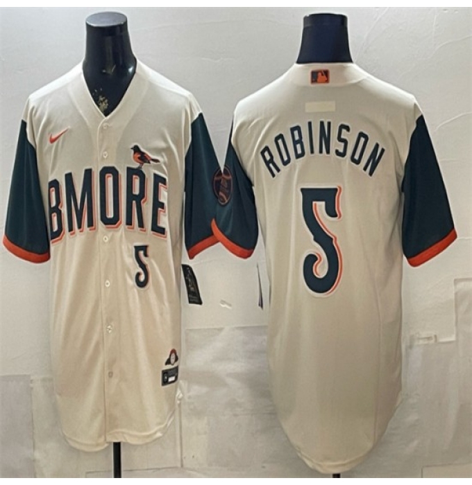 Men's Baltimore Orioles #5 Brooks Robinson Natural 2026 City Connect Stadium Stitched Baseball Jersey