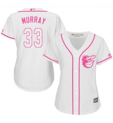 Women's Majestic Baltimore Orioles #33 Eddie Murray Authentic White Fashion Cool Base MLB Jersey