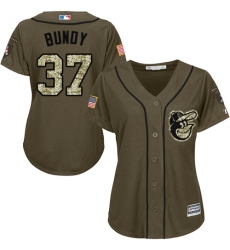 Women's Majestic Baltimore Orioles #37 Dylan Bundy Authentic Green Salute to Service MLB Jersey