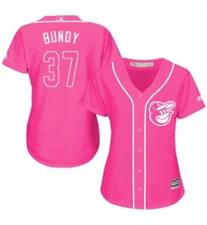 Women's Majestic Baltimore Orioles #37 Dylan Bundy Authentic Pink Fashion Cool Base MLB Jersey