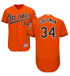Men's Majestic Baltimore Orioles #34 Kevin Gausman Orange Alternate Flex Base Authentic Collection MLB Jersey