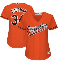 Women's Majestic Baltimore Orioles #34 Kevin Gausman Authentic Orange Alternate Cool Base MLB Jersey