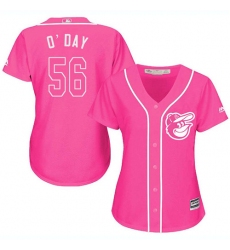 Women's Majestic Baltimore Orioles #56 Darren O'Day Authentic Pink Fashion Cool Base MLB Jersey