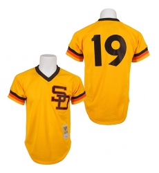 Men's Mitchell and Ness 1982 San Diego Padres #19 Tony Gwynn Replica Gold Throwback MLB Jersey