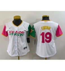 Women's San Diego Padres #19 Tony Gwynn White 2022 City Connect Cool Base Stitched Jersey