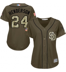 Women's Majestic San Diego Padres #24 Rickey Henderson Authentic Green Salute to Service Cool Base MLB Jersey