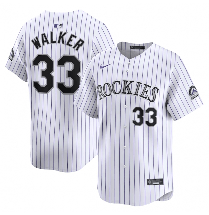 Men's Colorado Rockies #33 Larry Walker White Home Limited Stitched Baseball Jersey