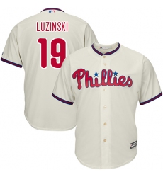Men's Majestic Philadelphia Phillies #19 Greg Luzinski Replica Cream Alternate Cool Base MLB Jersey