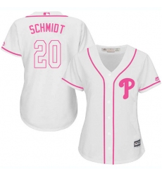 Women's Majestic Philadelphia Phillies #20 Mike Schmidt Replica White Fashion Cool Base MLB Jersey