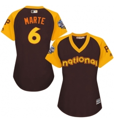 Women's Majestic Pittsburgh Pirates #6 Starling Marte Authentic Brown 2016 All-Star National League BP Cool Base MLB Jersey