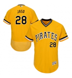 Men's Majestic Pittsburgh Pirates #28 John Jaso Gold Alternate Flex Base Authentic Collection MLB Jersey