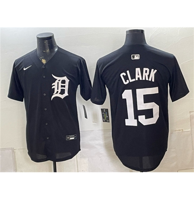 Men's Detroit Tigers #15 Max Clark Black 2026 Cool Base Stitched Baseball Jersey