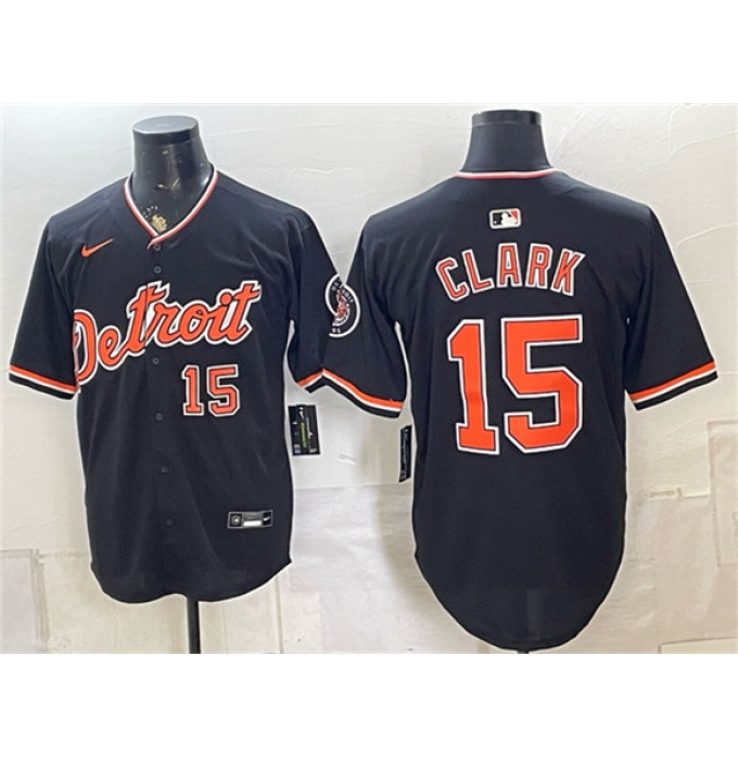 Men's Detroit Tigers #15 Max Clark Black Alternate 2026 Cool Base Stitched Baseball Jersey