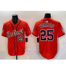 Men's Detroit Tigers #25 Gleyber Torres Orange With Vapor Premier Limited Stitched Baseball Jersey