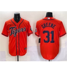 Men's Detroit Tigers #31 Riley Greene Orange With Cool Base Stitched Baseball Jersey