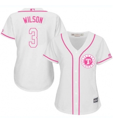 Women's Majestic Texas Rangers #3 Russell Wilson Replica White Fashion Cool Base MLB Jersey