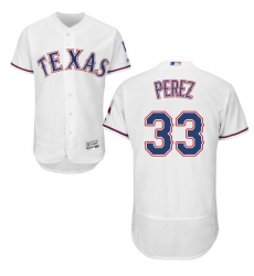 Men's Majestic Texas Rangers #33 Martin Perez White Home Flex Base Authentic Collection MLB Jersey