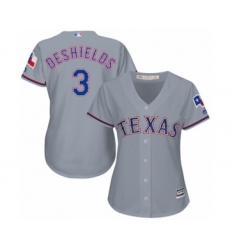Women's Texas Rangers #3 Delino DeShields Jr. Authentic Grey Road Cool Base Baseball Player Jersey