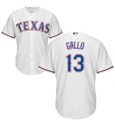 Youth Majestic Texas Rangers #13 Joey Gallo Replica White Home Cool Base MLB Jersey