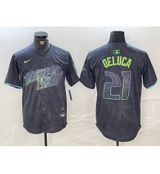 Men's Tampa Bay Rays #21 Jonny DeLuca Charcoal 2024 City Connect Limited Stitched Jersey