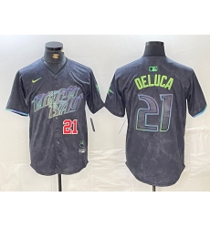 Men's Tampa Bay Rays #21 Jonny DeLuca Number Charcoal 2024 City Connect Limited Stitched Jerseys
