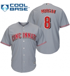 Youth Majestic Cincinnati Reds #8 Joe Morgan Authentic Grey Road Cool Base MLB Jersey