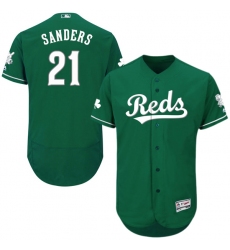 Men's Majestic Cincinnati Reds #21 Reggie Sanders Green Celtic Flexbase Authentic Collection MLB Jersey