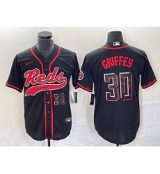 Men's Cincinnati Reds #30 Ken Griffey Jr Number Black 2023 City Connect Cool Base Stitched Jersey