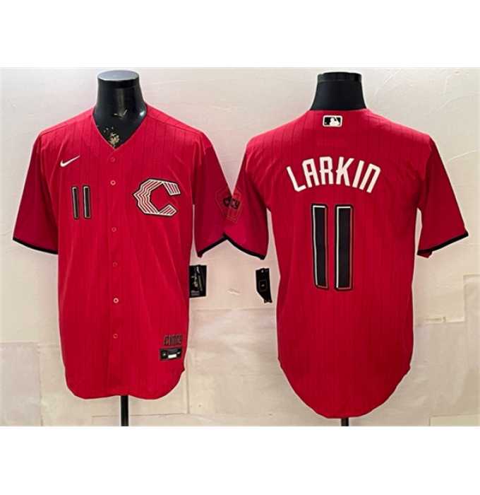 Men's Cincinnati Reds #11 Barry Larkin Red 2026 City Connect Stadium Stitched Baseball Jersey